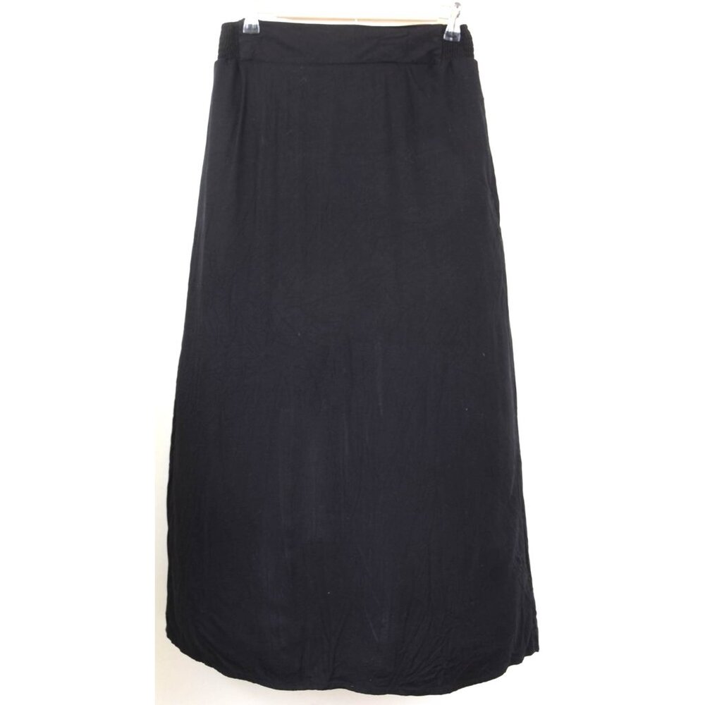 Old Navy Pull On Midi Maxi Skirt Black Rayon Size M Grunge Goth Whimsigoth